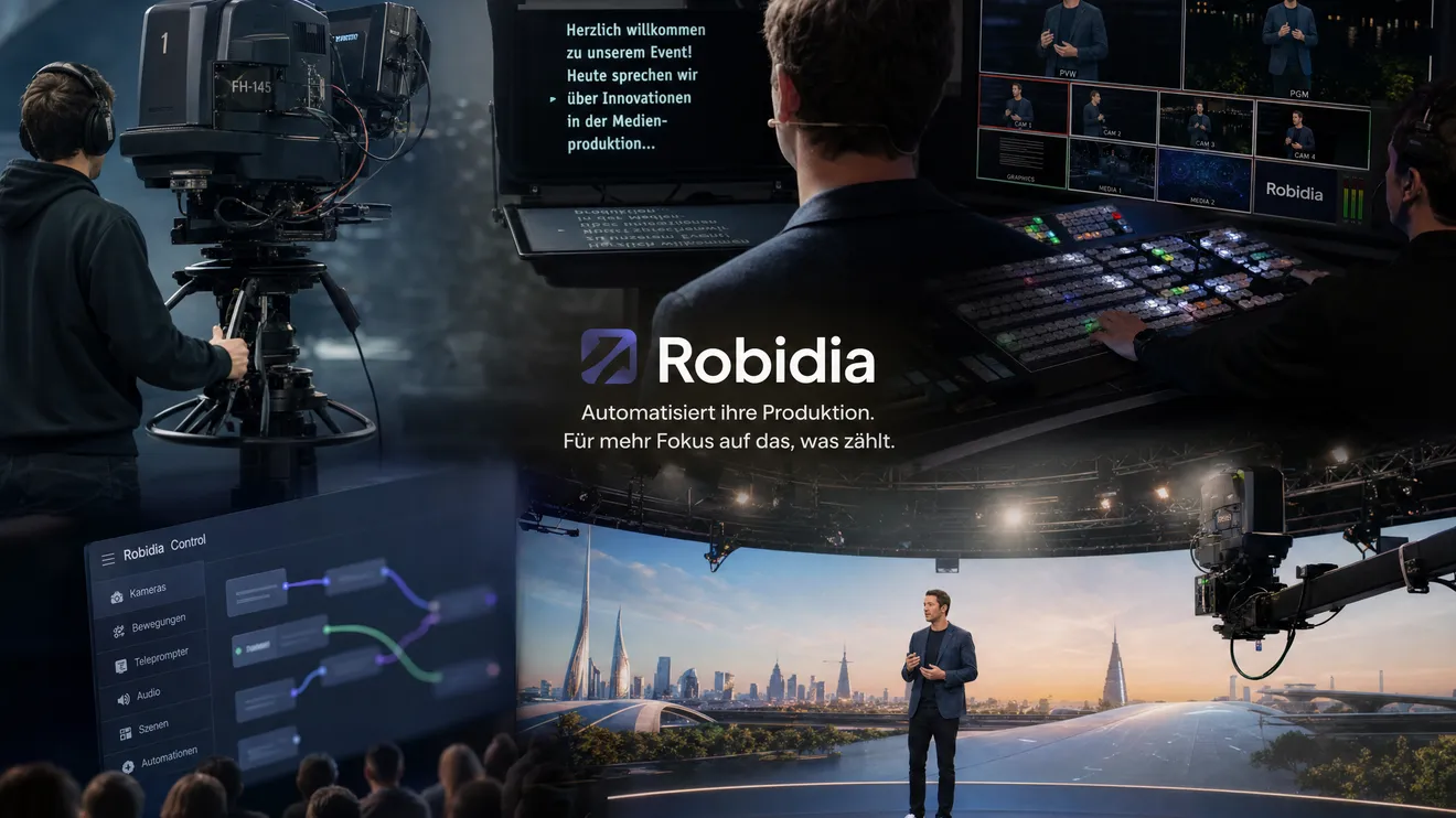 Autonomes KI-Studio von Robidia mit selbststeuernder Kamera in Bewegung